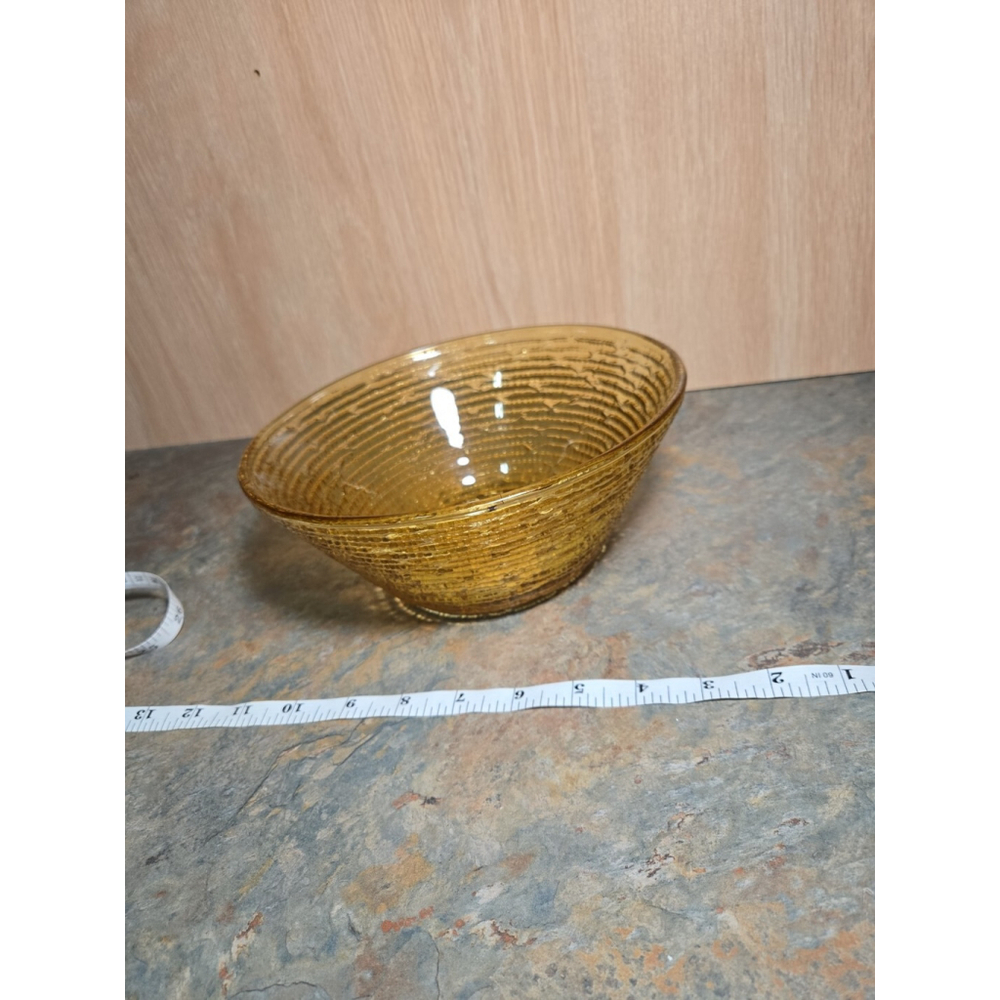 Vintage Anchor Hocking Soreno Honey Ambe Glass Serving Bowl Mid-Century - Picture 5 of 7